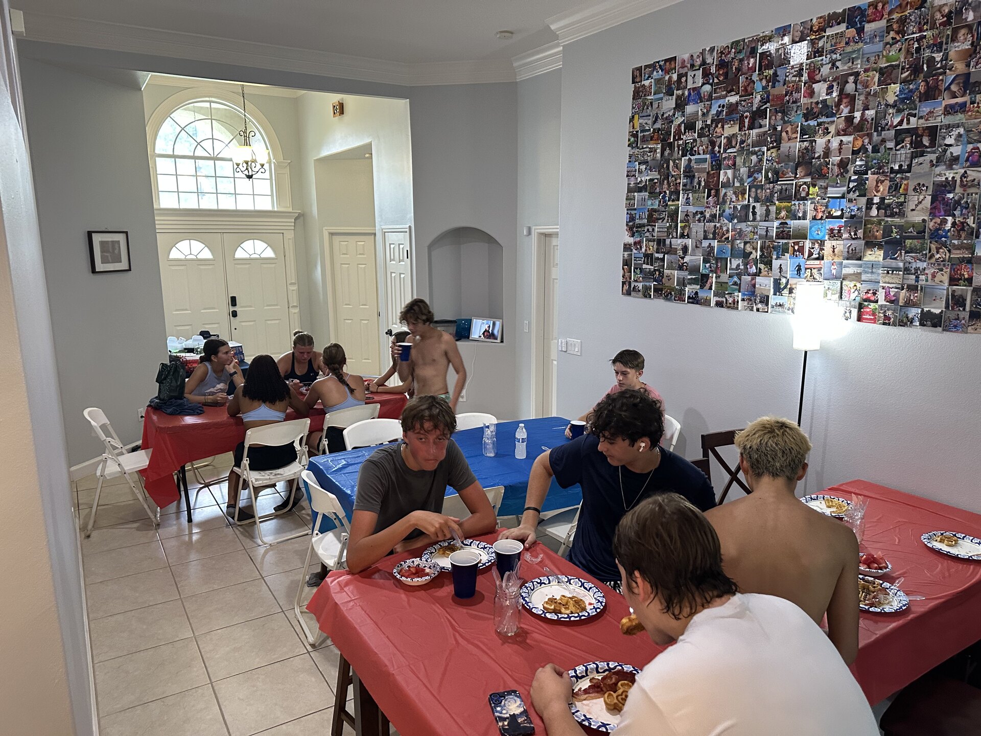 LBRA athletes at a team breakfast in the team house